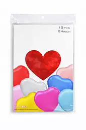 Фольгована кулька Foil Balloon "Серце" 61см (24") 10 шт наповнення повітрям або гелієм для тематичних вечірок Червоний - мініатюра 2