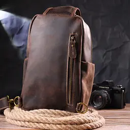 Сумка чоловіча через плече з натуральної vintage шкіри 21285 Vintage коричнева - мініатюра 10