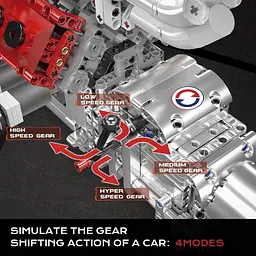 Конструктор двигун Mould King V12 Naturally Aspirated Engine Ferrari моторизований дитячий мотор 1366 деталей - мініатюра 5
