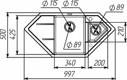 Кухонна мийка VALESO 9950 PANDORA матова Чорна (SP000047253) - мініатюра 5