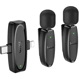 Мікрофон Hoco L15 Dual-mic clip-on бездротовий цифровий мікрофон (iP/Type-C) чорний