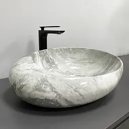Умивальник VBI Riccia light stone glossy накладний VBI-017202, Мрамор - мініатюра 5