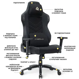 Геймерське крісло Cyberlux Poseidon Black (арт. GM-415 B) - мініатюра 3