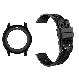 Комплект Watchbands: силіконовий ремінець double чорний + чохол чорний Samsung Gear S3 Frontier Samsung Galaxy 46mm (WBKW-46-1-2-1) - мініатюра 2