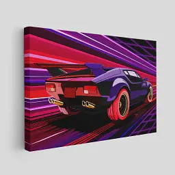 Інтер'єрна картина Ретровейв авто, retrowave, synthwave, поп-арт, кіберпанк, інтер'єрний плакат, 60×96 см (id1368) - мініатюра 2