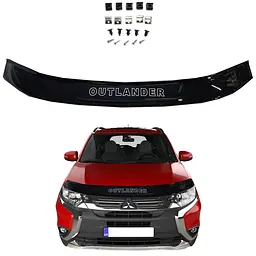 Дефлектор капота мухобійка Mitsubishi Outlander 2012-2020 (Євро Кріплення) Voron Glass