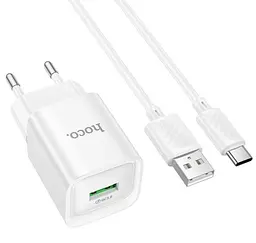 Мережевий зарядний пристрій Hoco C145A Charm single port QC3.0 charger set(Type-C)(EU) Білий