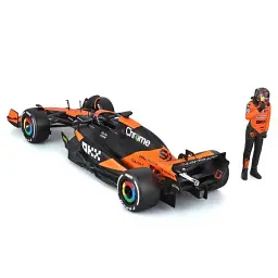 Автомодель Mclaren MCL38 1:24 з фігуркою гонщика чорна з помаранчевим, в асортименті - мініатюра 12