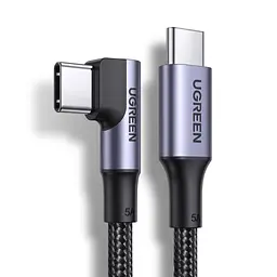 Кабель UGREEN US334 USB-C - USB-C кутовий 90° PD 100 Вт 2 м космічний сірий (70645)