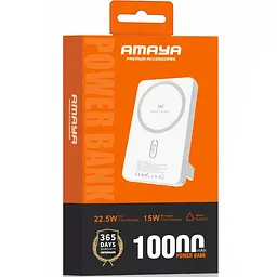 Портативний ЗП Power Bank Amaya WF54 15W+PD22.5W з БЗП 10000 mAh White - мініатюра 2