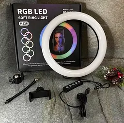 Кольцевая LED лампа для студийного освещения Ring RGB MJ18 18 см с пультом - миниатюра 8