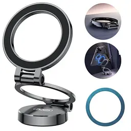 Автотримач XO C161 Apple magsafe magnetic tri-fold phone holder with magnet ring чорний - мініатюра 4