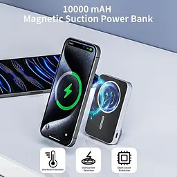 Портативний зарядний пристрій Mag-safe Wireless 10000 mAh швидка зарядка Magnetic Slim USB C 22.5W - мініатюра 5