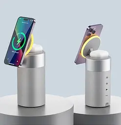 Бездротовий зарядний пристрій WiWU Wi-W022 Multi-Function with Ambient Light Speaker Silver [99538] - мініатюра 5