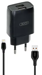 Зарядний пристрій XO L57 2.4A/2USB + Type-C Cable Black