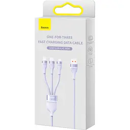 Кабель Baseus Flash Series Ⅱ 3-in-1 Cable USB to MicroUSB+Lightning+Type-C 66W 1.2m CASS040005 Purple - мініатюра 6
