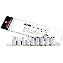 Комплект головок на планці 1/2" E10-E24 9од. Toptul hoz0007596