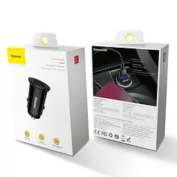 Автомобільний зарядний пристрій Baseus Circular Plastic A+A 30W Dual QC3.0 Чорний (CCALL-YD01) - мініатюра 3