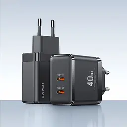Мережевий зарядний пристрій Usams T54 GaN 40W 3A Black (CC172TC01) [139620] - мініатюра 3