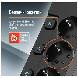 Мережевий фільтр живлення ColorWay CW-PSEA55SBK 5 розеток5м (CW-PSEA55SBK) - мініатюра 9