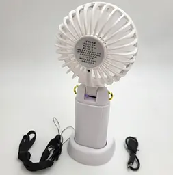 Вентилятор акумуляторний міні зі складною ручкою LED дисплей USB діаметр 9см ручний та настільний Handy Mini Fan Z9 білий - мініатюра 9