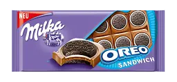 Шоколад Milka Oreo молочний з начинкою зі смаком ванілі з круглим печивом 92 г