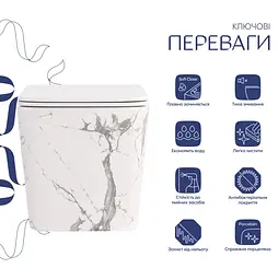 Унітаз підвісний Qtap Tern Ultra Quiet, Marble, з сидінням Slim Duroplast / Soft-close / Quick Release QTTER26MR49002 - мініатюра 2