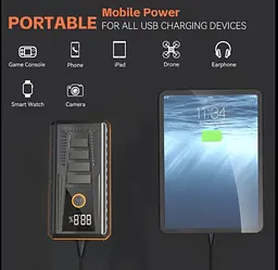 Пусковий пристрій для авто Jump Starter 12V, портативний бустер з LCD дисплеєм - стартер - мініатюра 5