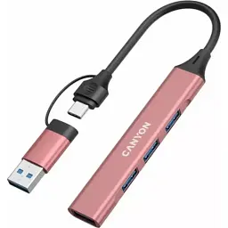 Концентратор Canyon hub DS-02 4in1 USB-A/C Pink (CNS-TDS02P) - мініатюра 5
