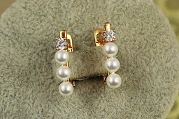 Сережки Xuping Jewelry доріжка з перлин 1,8 см золотисті - мініатюра 2