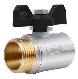 Кран кульовий Thermo Alliance Base 1" ВЗ прямий, нікель, PN30, метелик SD607W25