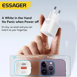 Зарядний пристрій Essager GaN III PD USB-C USB-A з дисплеєм 33W - мініатюра 5