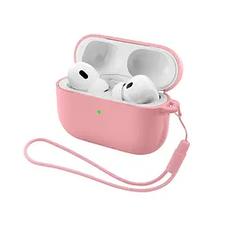 Силіконовий чохол для навушників Apple AirPods Pro 3, Silicone Case with straps, рожевий, захисний чохол з ремінцем, ультратонкий і легкий, повний захист, з підвіскою, м"який силікон, ArmorStandart (ARM88297)