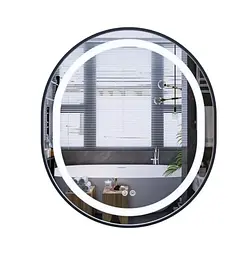 Дзеркало Mixxus Premium ELLIPSE MV05-80x70-REVERSE BLACK (LED Touch, Anti-fog (3-6kK)) (MP6646) - мініатюра 1