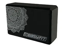 Блок для йоги EasyFit EVA з малюнком чорний - мініатюра 2