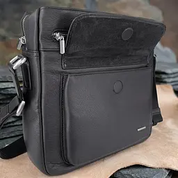 Чоловіча шкіряна сумка Tony Perotti New Contatto 9058G-26 (90424) Чорна - мініатюра 8