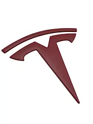 Емблема передня Tesla 3, Y Червона матова 76 мм, Метал (на скотчі) - мініатюра 2