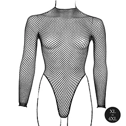 Боді з рукавом Le Désir With Fishnet Structure, Plus Size (чорний) - мініатюра 7