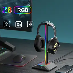 Підставка для навушників органайзер гарнітури з RGB-підсвічуванням та 2 портами USB New Bee NB-Z8 - мініатюра 13