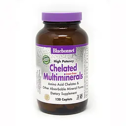 Вітаміни та мінерали Bluebonnet Nutrition Albion Chelated Multiminerals Iron free, 120 каплет