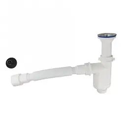Сифон для мийки Bakimay PL1061 прямоточний з гофротрубою 1 1/2" 40x40/50 мм 30412