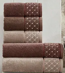 Набір махрових турецьких рушників Zeron 50х90 3 штуки + 70х140 3 штуки Microcotton Baklava Desen - мініатюра 4