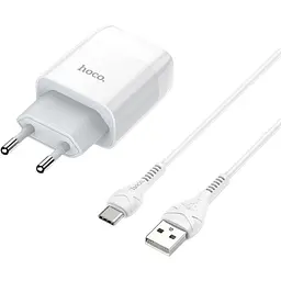 Зарядний пристрій Hoco C72A Glorious (1USB, 2.1А) White (6931474713018) + кабель Type-C