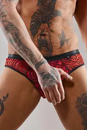Чоловічі труси-бразиліани Regnes Fetish Planet otwartym M (чорний з червоним) - мініатюра 3