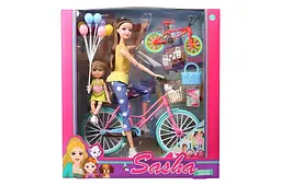 Лялька "Sasha" з велосипедом та дитиною в коробці 51808 г.35 x 8 x 32,5см