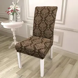 Чохол на стілець Love You універсальний жакардовий коричневий (83126)