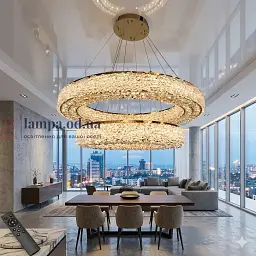 Розкішна підвісна LED люстра Diasha 7932/800+500S-gold золота кришталева 71 см 126W з пультом