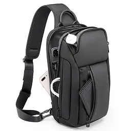 Однолямковий рюкзак через плече Bange BG-7566 7л Сумка-слінг з USB-роз'ємом Black (19367) - мініатюра 3