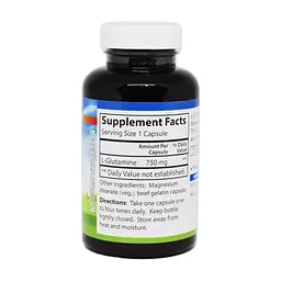 Амінокислота Carlson Глютамін 750мг, L-Glutamine, 90 капсул (CL6821) - мініатюра 2