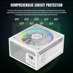Блок живлення GameMax RGB 1050G 1050W 80+ Gold White (RGB 1050G WH) - мініатюра 9